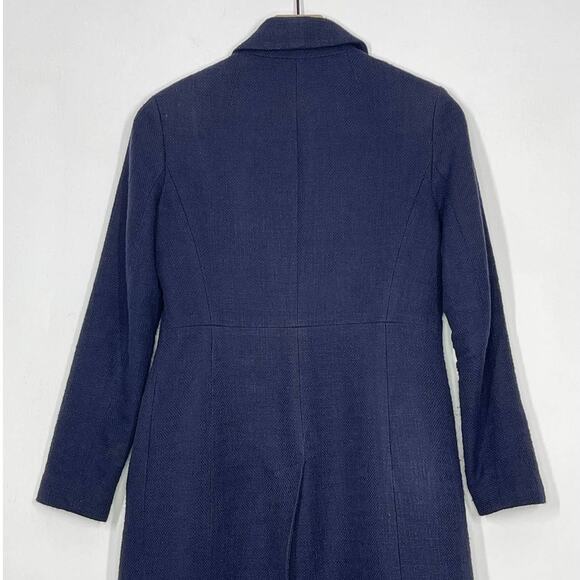 Banana Republic Navy Coarse Cotton Weave Button Front Overcoat Women's XS - Picture 5 of 10